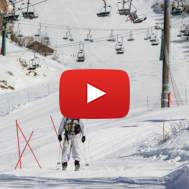 An Israeli soldier skis at Mount Hermon in the Golan Heights. (Basel Awidat/Flash90)